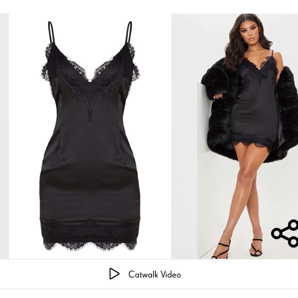 NWT BLACK LACE SATIN BODYCON DRESS